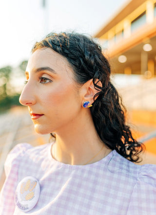 Purple Football Helmet Stud Earrings