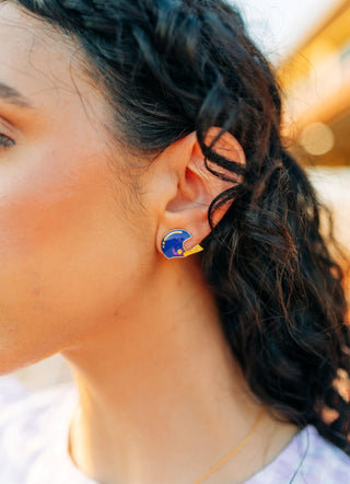 Purple Football Helmet Stud Earrings