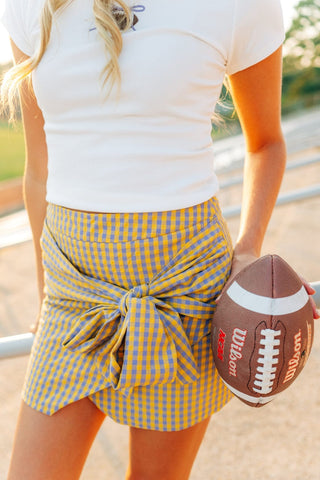 Yellow Gingham Tie Front Skirt