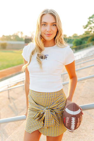 Yellow Gingham Tie Front Skirt