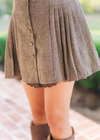 Marley Mocha Pleated Mini Dress
