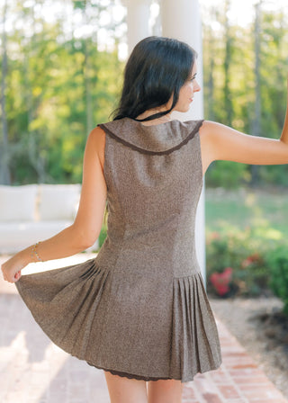 Marley Mocha Pleated Mini Dress