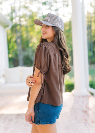Penelope Brown Tiered Babydoll Top