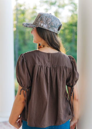 Penelope Brown Tiered Babydoll Top