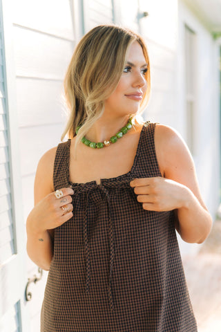 Olive & Gold Chunky Beaded Necklace