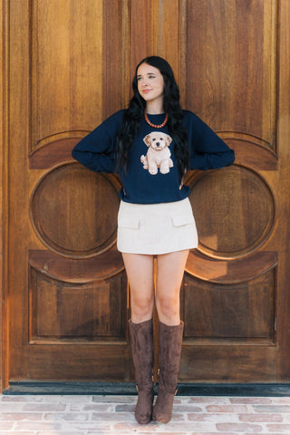 Navy Goldendoodle Knit Sweater