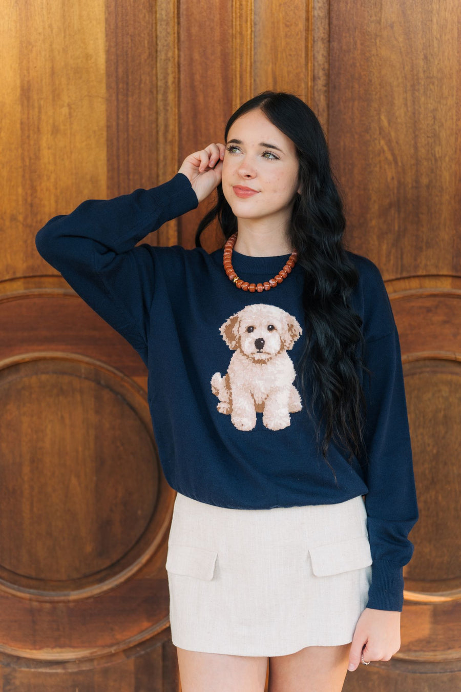 Navy Goldendoodle Knit Sweater