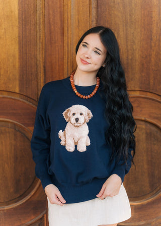 Navy Goldendoodle Knit Sweater