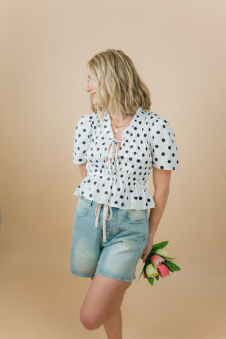 White & Black Polka Dot Blouse