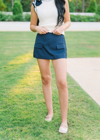 Soleil Navy Tailored Mini Skort