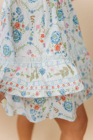 Floral Tie Shoulder Button Up Mini Dress