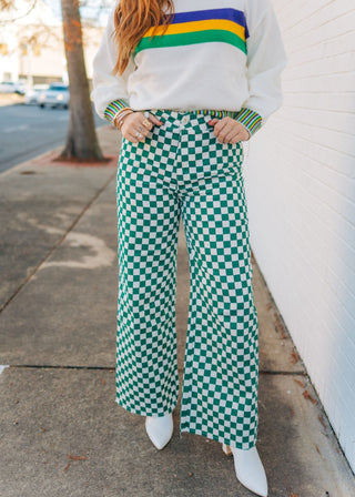 Mardi Gras Green Checkered Pants
