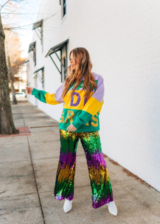 Mardi Gras Sequin Wide Leg Pants