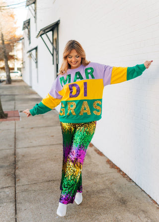 Mardi Gras Sequin Wide Leg Pants