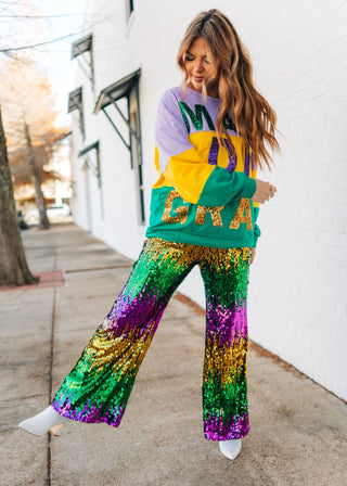 Mardi Gras Sequin Wide Leg Pants