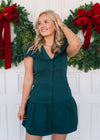 Hunter Green Collared Button Up Dress