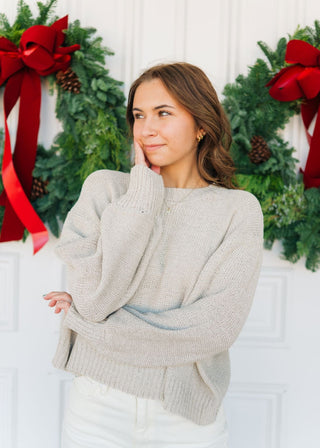 Beige Balloon Sleeve Sweater