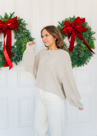 Beige Balloon Sleeve Sweater