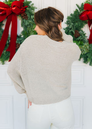 Beige Balloon Sleeve Sweater