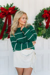 Green Striped Oversized Sweater