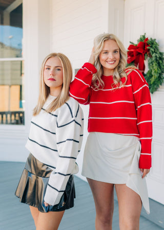Red Striped Oversized Sweater
