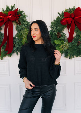 Black Balloon Sleeve Sweater