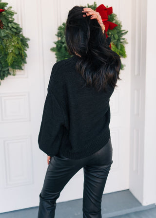 Black Balloon Sleeve Sweater