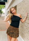 Tiger Print Ruffle Smocked Mini Skort