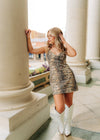 Tiger Striped Denim Mini Dress