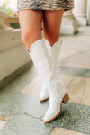 White Vegan Leather Cowgirl Boots