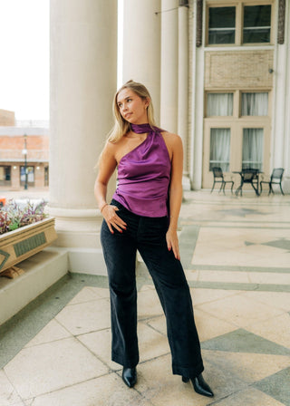 Black Corduroy Wide Leg Pants