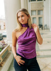 Purple Satin One Shoulder Top