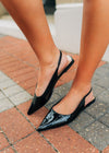 Black Pointed Toe Sling Back Flats