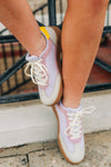 Purple & Yellow Mesh Detail Court Sneakers