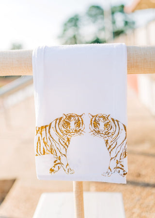 Tiger White & Gold Hand Towel