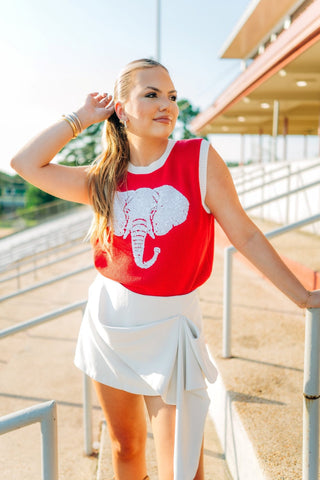 Red Sequin Elephant Knit Vest
