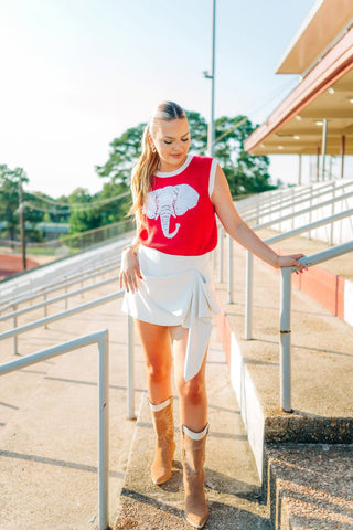 Red Sequin Elephant Knit Vest
