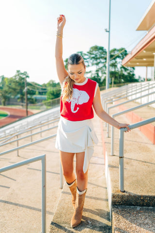 Red Sequin Elephant Knit Vest