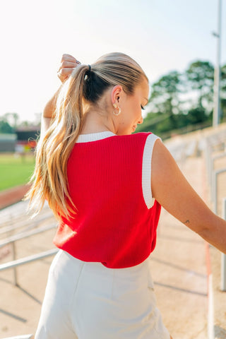 Red Sequin Elephant Knit Vest