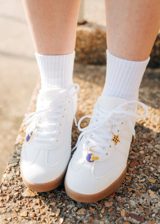 White Mesh Detail Court Sneakers