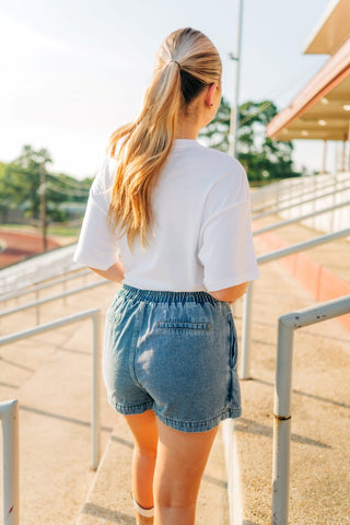 Denim Drawstring Mini Skort