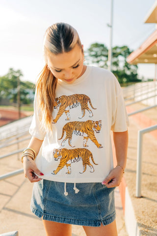 Beige Tiger Relaxed Short Tee