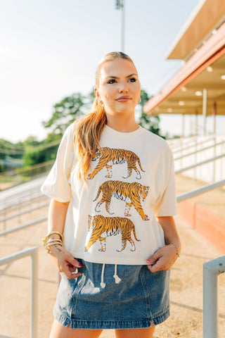Beige Tiger Relaxed Short Tee