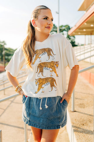Beige Tiger Relaxed Short Tee