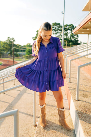 Purple Tiered Babydoll Dress