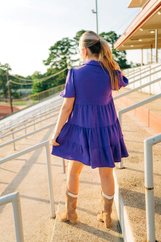 Purple Tiered Babydoll Dress