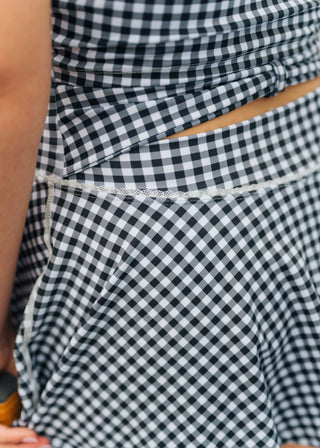 Black Gingham Tank & Skort Athletic Set