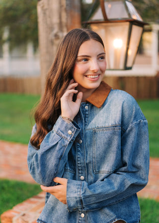 Leila Suede Collar Denim Jacket