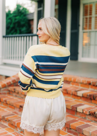 Allison Yellow Striped V-Neck Sweater