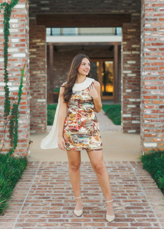 Cottage Garden Braided Drape Mini Dress